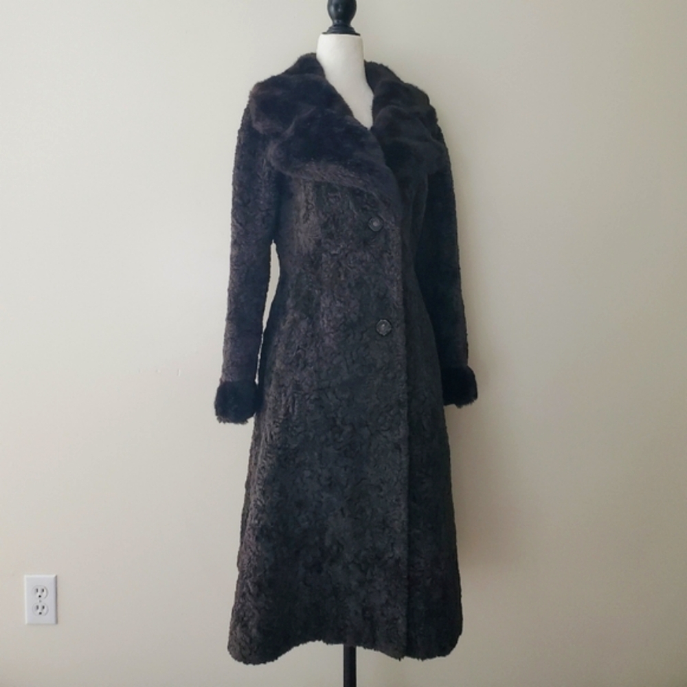 B Altman & Co Black Dyed Southwest African Persian Lamb Fur Coat Vintage…